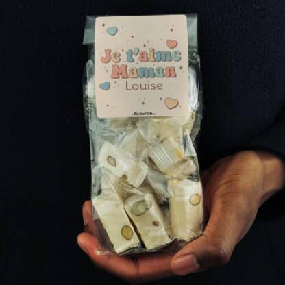 Nougat tendres x 15 - "Je t'aime Maman" - Cadeau Maman personnalisable