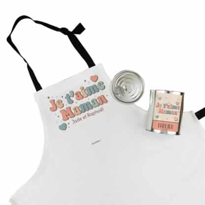 Tablier de cuisine "Je t'aime maman"- cadeau personnalisable