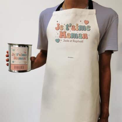 Tablier de cuisine "Je t'aime maman"- cadeau personnalisable