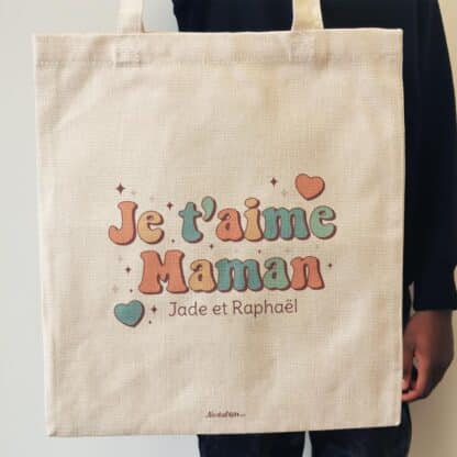 Tote bag “Je t'aime Maman”- Cadeau maman personnalisable