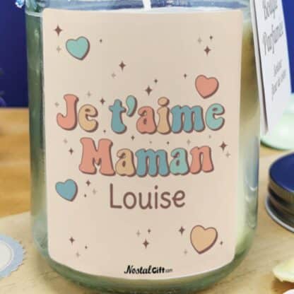 Bougie Jar personnalisée "Je t'aime maman"- cadeau maman