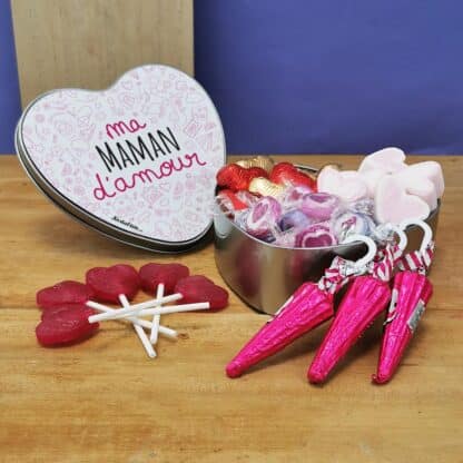 Coffret Bonbon "Ma maman d'amour" (Boîte coeur en métal)