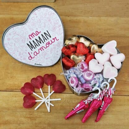 Coffret Bonbon "Ma maman d'amour" (Boîte coeur en métal)