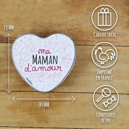 Coffret Bonbon "Ma maman d'amour" (Boîte coeur en métal)