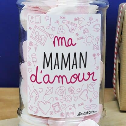 Bonbonnière coeurs guimauve "Ma maman d'amour"