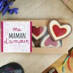 Cœurs au chocolat noir rouge et blanc x4 "Ma maman d'amour"