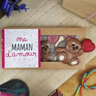 Oursons "Ma maman d'amour" au chocolat au lait x 3