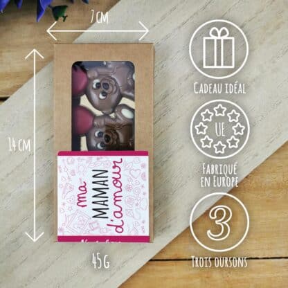 Oursons "Ma maman d'amour" au chocolat au lait x 3 – Image 3