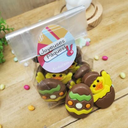 Sachet 6x Poussins et 6x Oeufs en chocolat au lait - Joyeuses Pâques (Oeuf) – Image 4