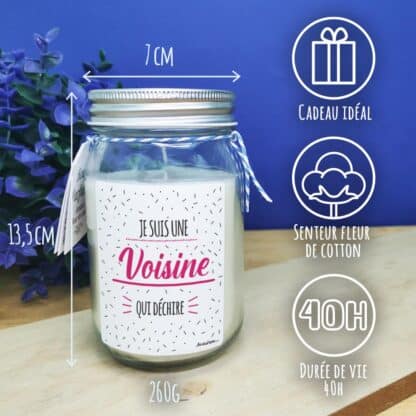 Bougie Jar "Je suis une voisine qui déchire"