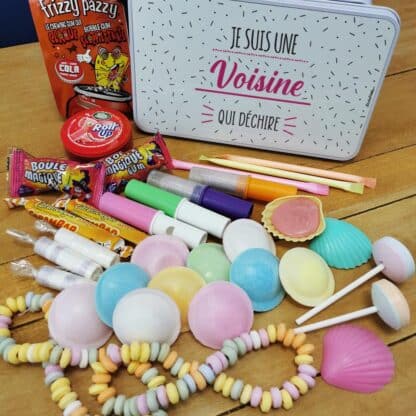 Coffret bonbons des années 80  "Je suis une voisine qui déchire"- cadeau personnalisé