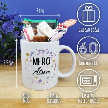 Mug bonbons des années 60 "Merci Atsem" - collection florale – Image 3