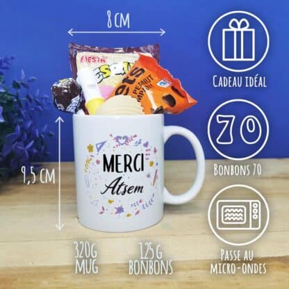 Mug bonbons des années 70 "Merci Atsem"