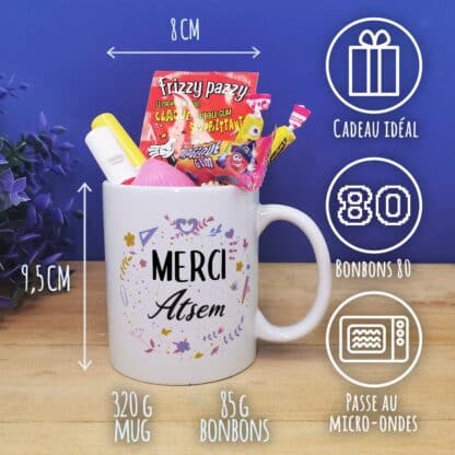 Mug bonbons des années 80 "Merci Atsem"