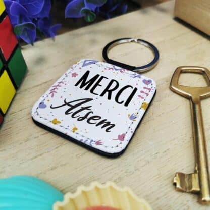 Porte clé "Merci Atsem" - Collection florale – Image 2