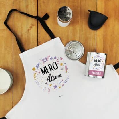 Tablier de cuisine "Merci Atsem" personnalisable - collection florale – Image 5