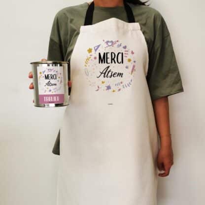 Tablier de cuisine "Merci Atsem" personnalisable - collection florale – Image 4