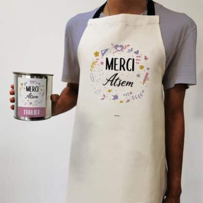 Tablier de cuisine "Merci Atsem" personnalisable - collection florale – Image 3