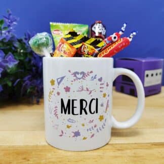 Mug bonbons des années 90 "Merci"