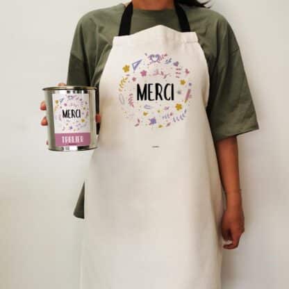 Tablier de cuisine "Merci" personnalisable - collection florale – Image 5