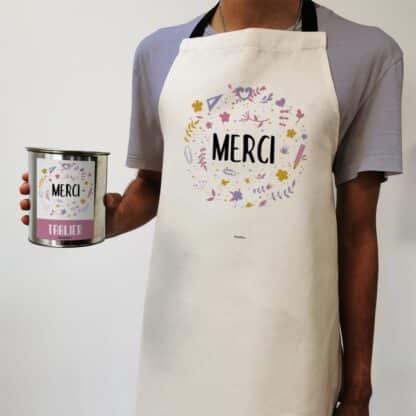 Tablier de cuisine "Merci" personnalisable - collection florale – Image 3