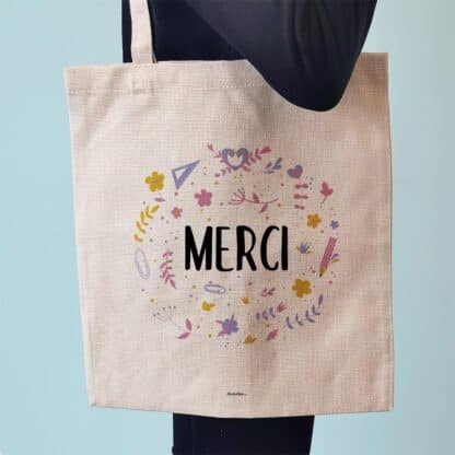Tote bag “Merci”- cadeau personnalisé - collection florale – Image 2
