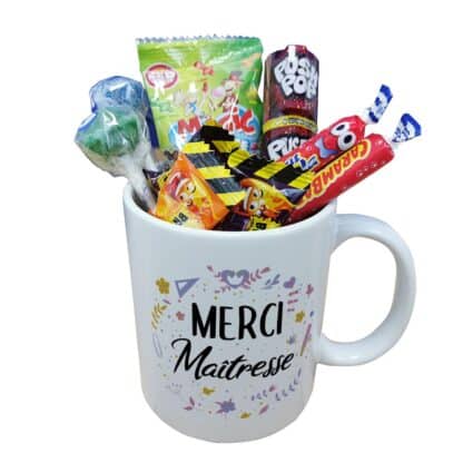 Mug bonbons des années 90 "Merci Maîtresse" - cadeau personnalisable