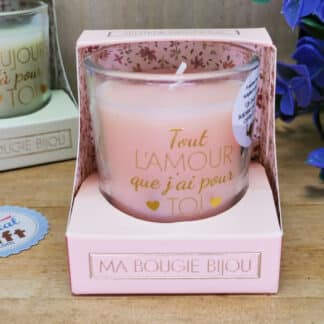 Petite Bougie parfumée + Bijoux surprise "Tout l'amour que j'ai pour toi"