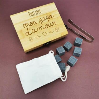 Coffret Cadeau Whisky : 9 pierres dans une boîte personnalisée - Mon Papa d'amour – Image 4