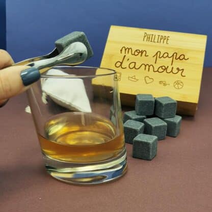 Coffret Cadeau Whisky : 9 pierres dans une boîte personnalisée - Mon Papa d'amour – Image 5