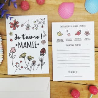 Carte à planter "Je t'aime Mamie" - Cadeau grand-mère