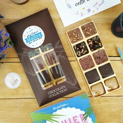Tablette 10 chocolats "Meilleur Maître du monde" made in France (Maison Guinguet) - Cadeau Maître – Image 4