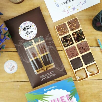 Tablette 10 chocolats "Merci Atsem " made in France (Maison Guinguet) - Cadeau Atsem – Image 3