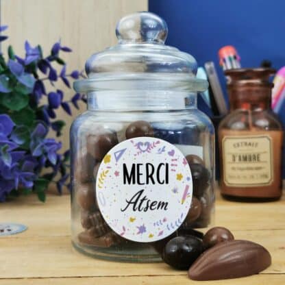 Bonbonnière "Merci ATSEM" rempli de chocolat français (Maison Guinguet) - Cadeau ATSEM