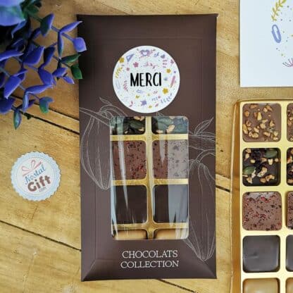 Tablette 10 chocolats "Merci " made in France (Maison Guinguet) - Cadeau Merci