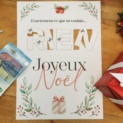 Cadeau argent noël "RIEN" affiche message surprise pour billets à offrir - a imprimer – Image 6